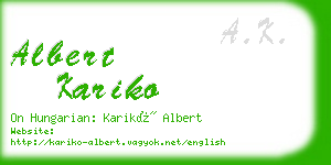 albert kariko business card